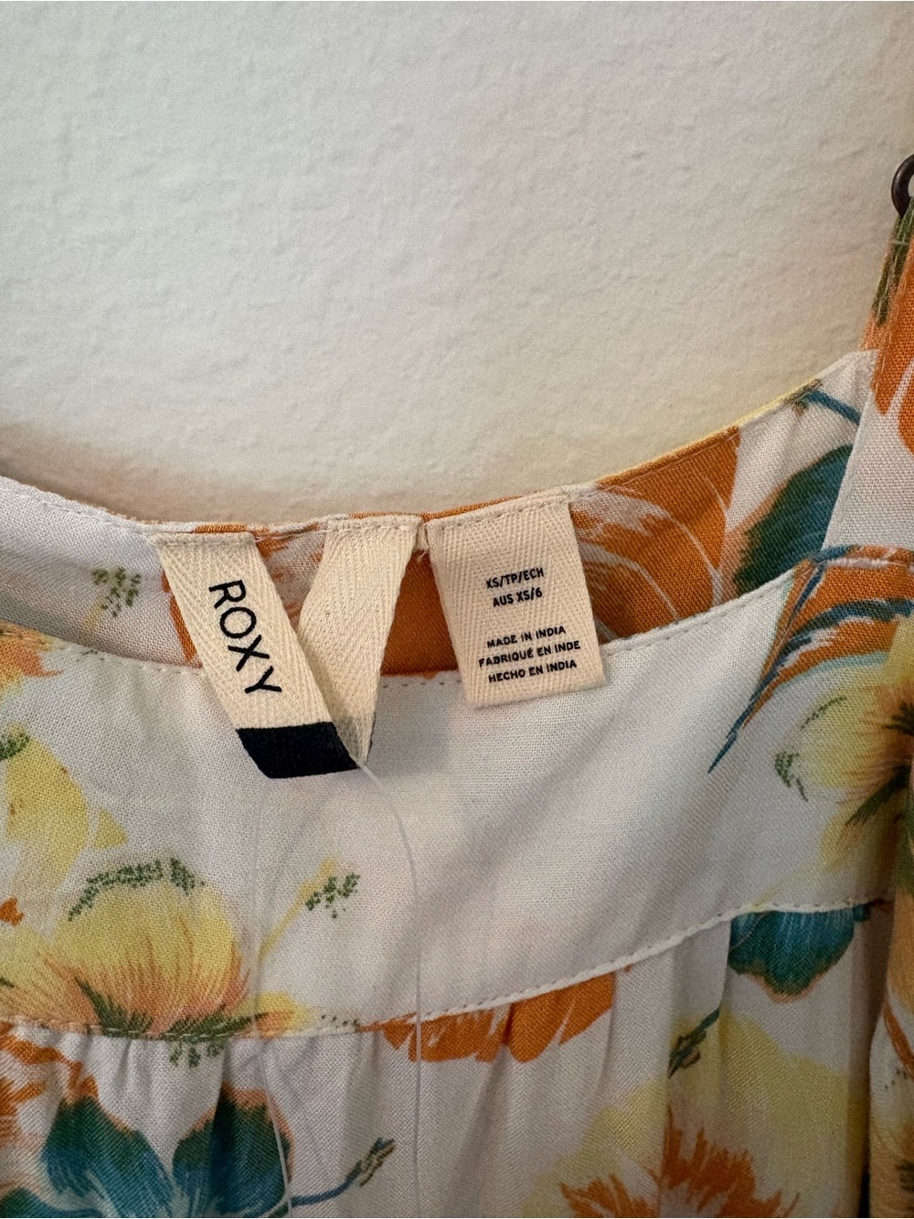 Roxy White Midi Dress with Orange and Teal Floral Print - Picture 2 of 5